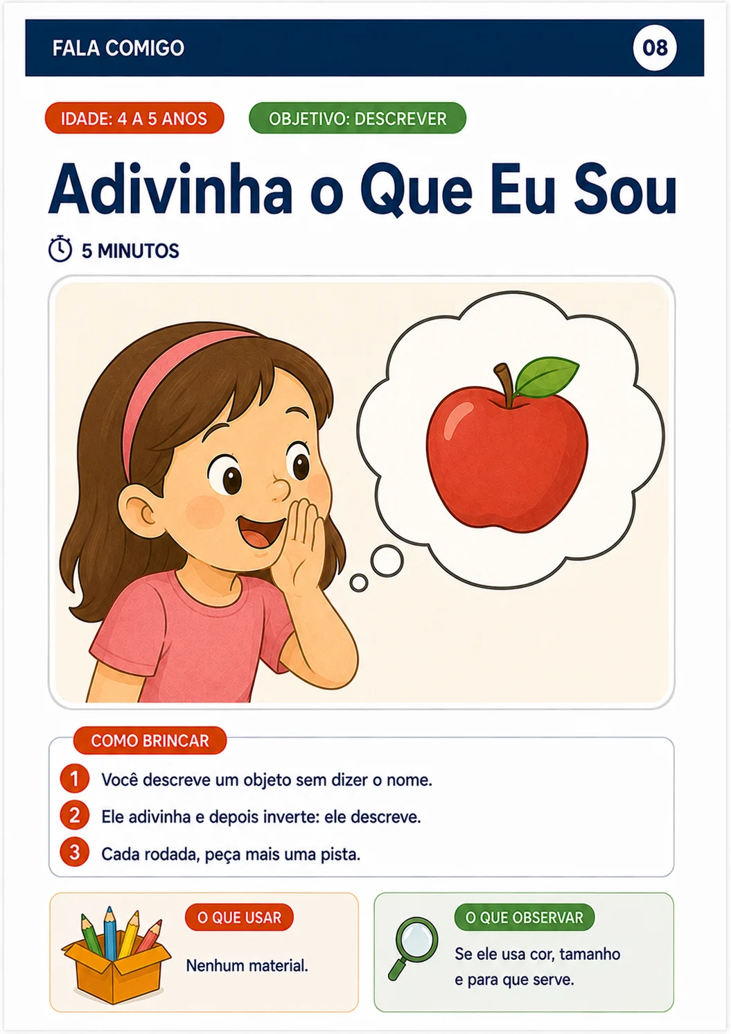 Brincadeira 08 — Adivinha o Que Eu Sou